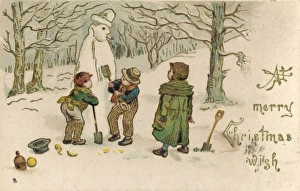 Boys Build Snowman