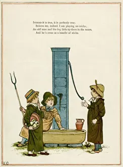 Pitch Fork Prints: Three boys chatting at a water pump