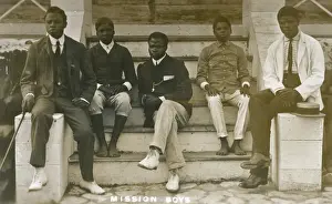 Five boys at a Christian Mission, Africa