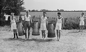 Boys Club, carrying milk churns 1935