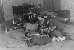 Fascination Prints: Boys Club evening activities, train sets, February 1932