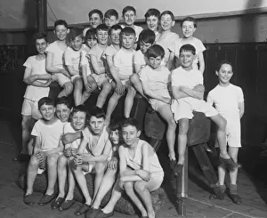 Informal Prints: Boys Club gym class group photograph 1930