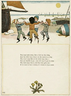 Images Dated 22nd November 2011: Four boys dancing on a beach