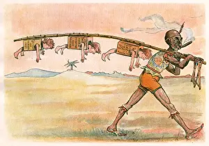 Upside Prints: Three boys on a desert island captured by an indigenous man