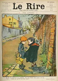 Child Birth Prints: Two boys discussing the birth of twins