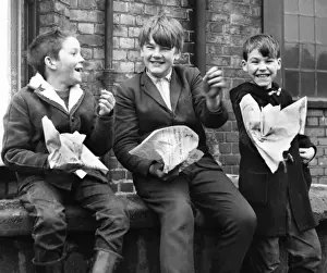 Eating Prints: Boys eating fish and chips, Balham, SW London