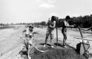 Boys and girls taking part in a Communist Youth labour camp in former Yugoslavia