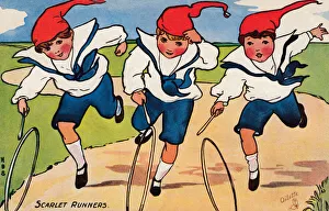 Hilda Gallery: Three boys with hoops