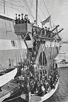 Boys Leaving the old Training Ship Arethusa at Greenhithe