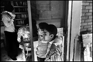 Bookshop Prints: Two boys outside Egyptian bookshop, Egypt