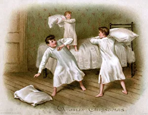 Images Dated 9th April 2018: BOYS PILLOW FIGHT C1885
