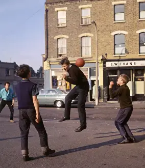 Evans Prints: Boys playing football in a street, Balham, SW London