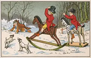 Pretending Prints: Three boys playing at Fox Hunting