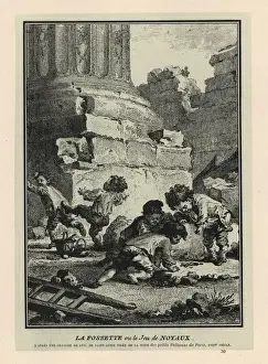 Allemagne Prints: Boys playing the game of marbles called la fossette