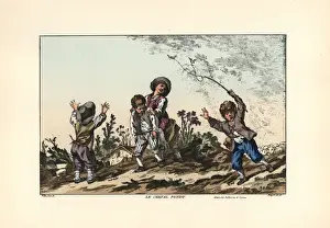 Allemagne Prints: Boys playing the game of piggyback horseriding