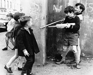 Graffiti Prints: Boys playing on street corner, Balham, SW London