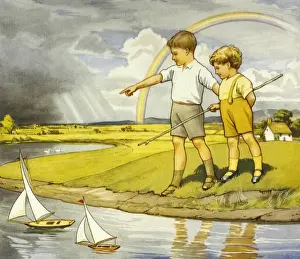 Rain Bow Prints: Boys Racing Toy Boats