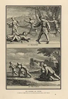 Allemagne Prints: Boys sliding on ice (glissoire) and sledding