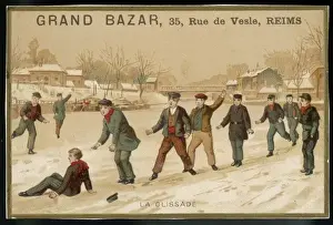 Boys Sliding on Snow