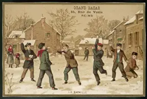 Snow Balling Prints: Boys Snowballing