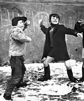 Snowballing Prints: Boys snowballing in Balham, SW London