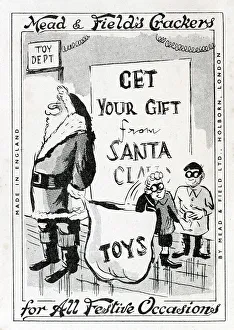 Stealing Prints: Two boys stealing from department store Santa's sack