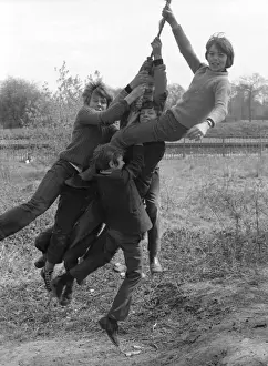 Tee Nager Prints: Five boys swinging on a rope