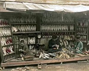 Sandal Prints: Boys working at a sandal store, Japan
