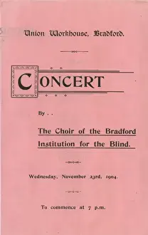 Choral Prints: Bradford workhouse concert programme cover