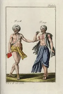 Spalart Prints: Brahmin in turban carrying a book, and an Indian