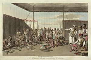Images Dated 9th February 2012: Brahmins at a feast in a Maratha Camp, India