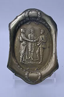Ashtray Collection: Brass ashtray showing French, British and Belgian soldiers