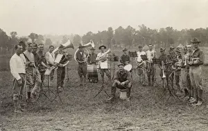 Brass band of American cavalry soldiers, USA