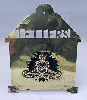 Images Dated 14th February 2012: Brass letter rack with badge of the Royal Artillery