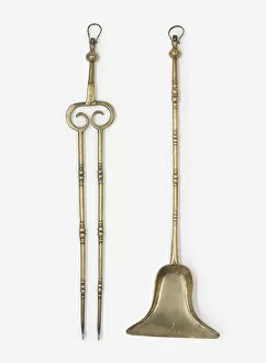 Brass tongs and shovel