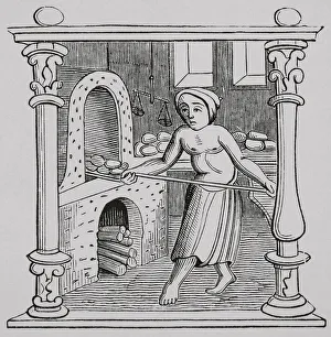 Bakery Prints: Bread making, 16th century. Engraving