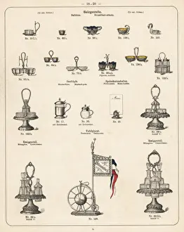 Mustard Prints: Breakfast cruet, mustard pot, cruet frame, etc