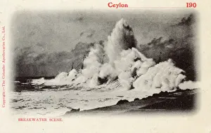 Breakwater scene, coast of Ceylon (Sri Lanka)