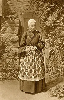 Images Dated 28th August 2018: Breton woman at Douarnenez, Brittany, Northern France