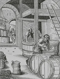 Beverage Prints: The brewer, 16th century. Engraving