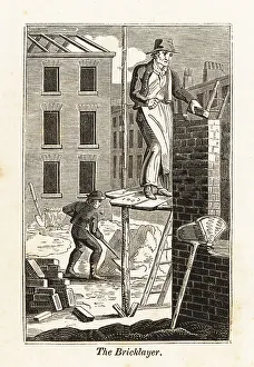 Labor Prints: Bricklayer and navvy on a building site