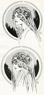 Images Dated 14th August 2017: Bridal headdresses and veils 1912