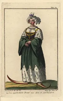 Lapland Prints: Bride from Lapland wearing a dress of ermine