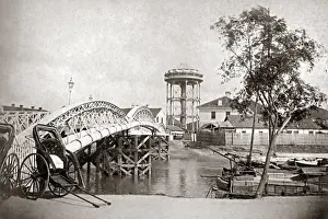 Bride and water tower, Shanghai, China, circa 1890