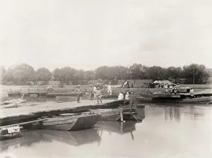 Pontoon Prints: Bridge of boats, pontoon Tientsin, Tianjin, China