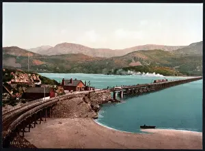 Bridge and Cader Idris (i. e. Cadair Idris), Barmouth, Wales