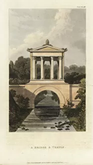 Agar Gallery: Bridge and classical temple over an ornamental river