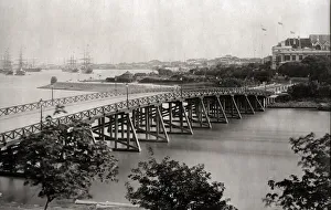 Bund Prints: Bridge over creek looking along the Bund, Shanghai, China