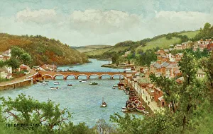 Looe Prints: Bridge and East River, Looe, Cornwall