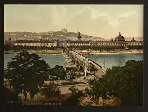 Dieu Prints: Bridge of the Guillotiere and the Hotel de Dieu, Lyons, Fran